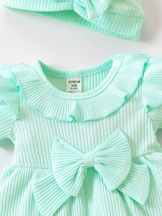 Baby Girl Newborn Ruffle Trim Bow Front Dress