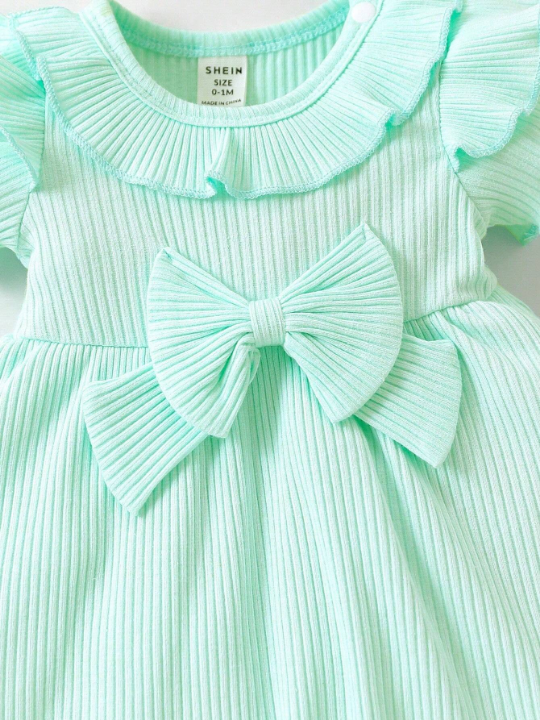 Baby Girl Newborn Ruffle Trim Bow Front Dress