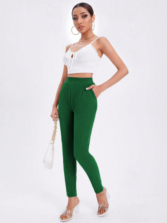 Essnce Ladies' Solid Color Pleated Tapered Pants