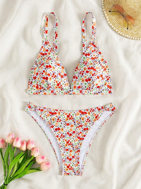 Little Floral Print Two-Piece Swimsuit Set