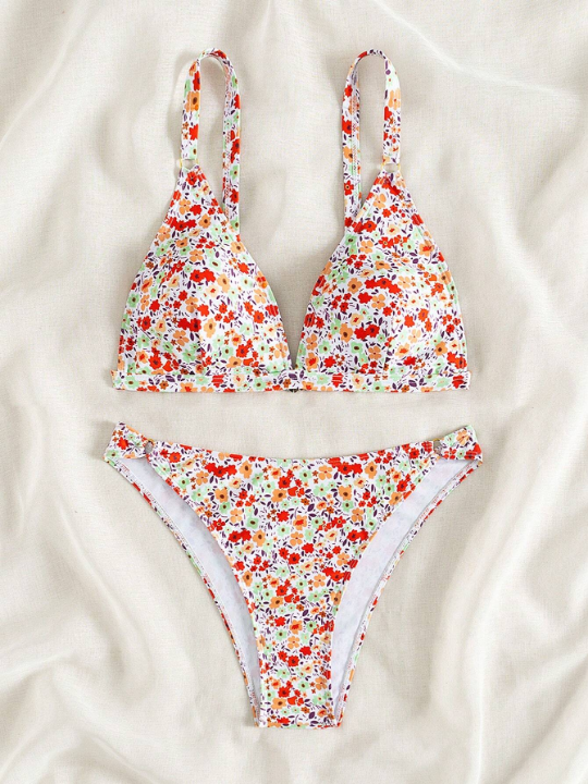 Little Floral Print Two-Piece Swimsuit Set