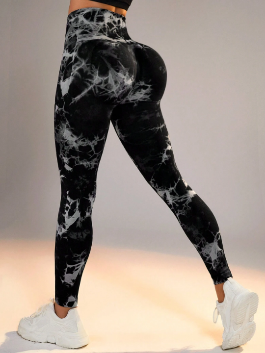 Seamless Tie Dye High Waisted Leggings With Front Closure