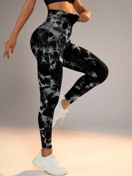 Seamless Tie Dye High Waisted Leggings With Front Closure