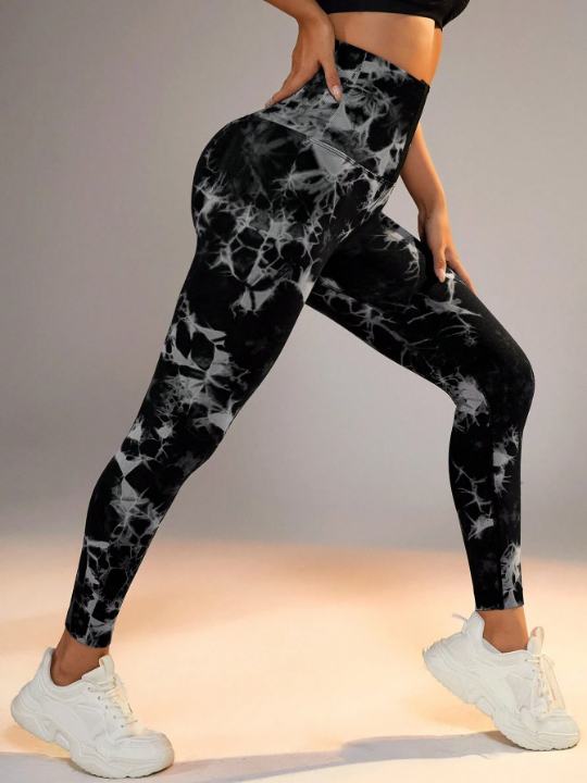 Seamless Tie Dye High Waisted Leggings With Front Closure