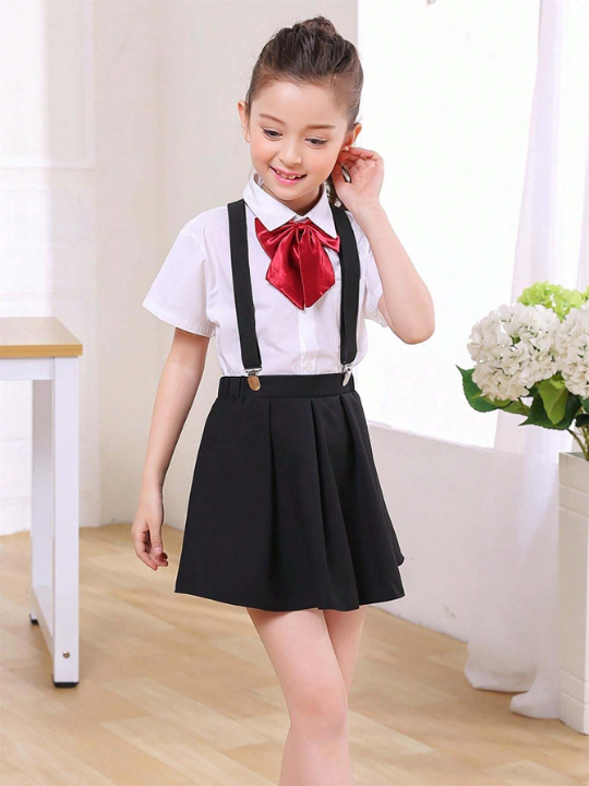 Solid Color Pleated Skirt For Tween Girls