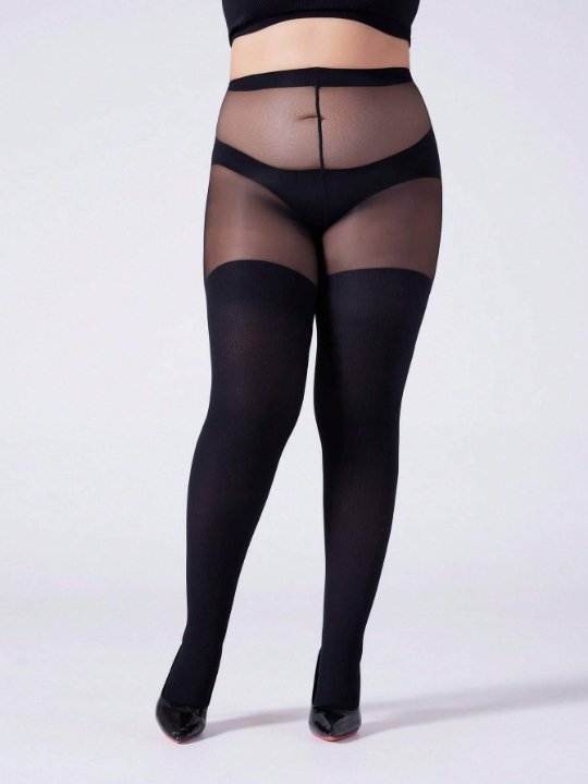 200d High Waist Jacquard Stripes Pantyhose