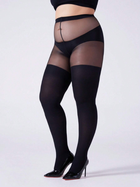 200d High Waist Jacquard Stripes Pantyhose