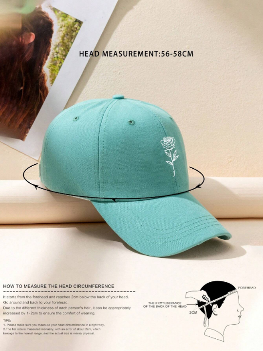 1pc Y2k Style Unisex Printed Rose Sunscreen Fashionable Baseball Cap Suitable For Daily Wear In Spring And Autumn To Block Sunlight