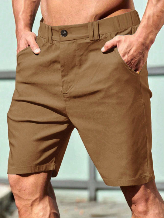 Manfinity Homme Men's Solid Color Pocket Shorts