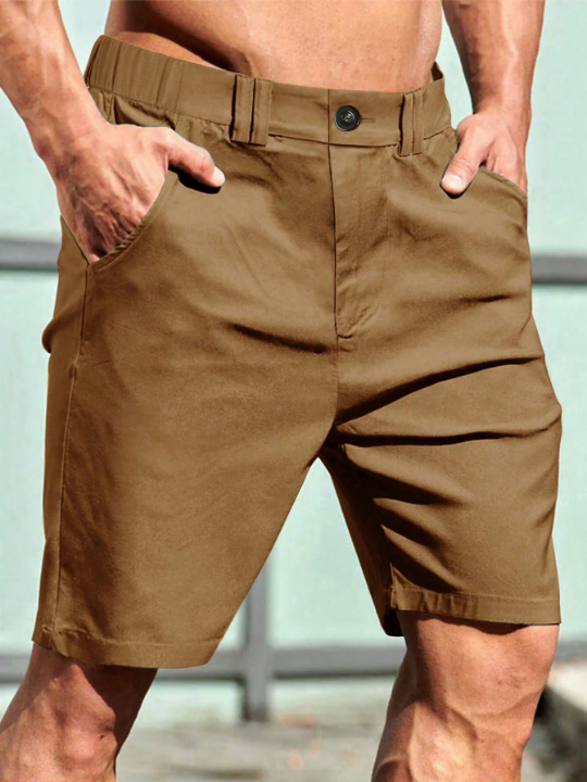 Manfinity Homme Men's Solid Color Pocket Shorts