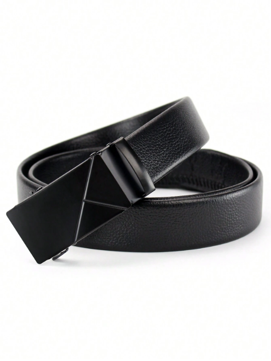 Fashionable Automatic Pu Business Men's Popular Classic Black Glossy Belt