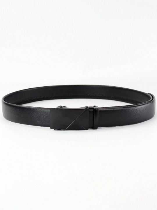 Fashionable Automatic Pu Business Men's Popular Classic Black Glossy Belt