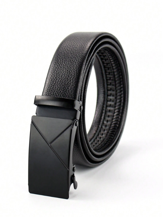 Fashionable Automatic Pu Business Men's Popular Classic Black Glossy Belt
