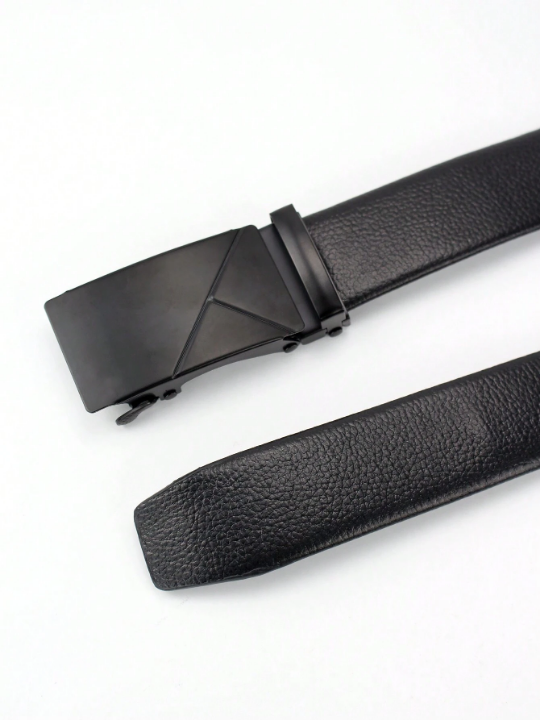 Fashionable Automatic Pu Business Men's Popular Classic Black Glossy Belt