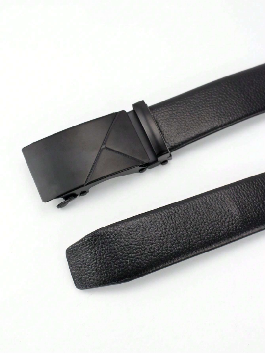 Fashionable Automatic Pu Business Men's Popular Classic Black Glossy Belt