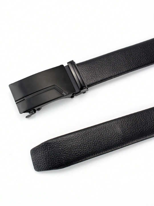 Fashionable Automatic Pu Business Men's Popular Classic Black Glossy Belt