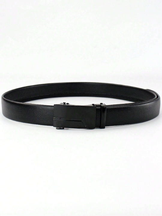 Fashionable Automatic Pu Business Men's Popular Classic Black Glossy Belt