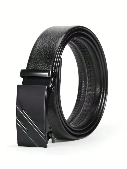 Fashionable Automatic Pu Leather Business Classic Black Belt For Men