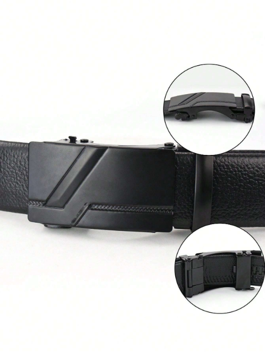 Fashionable Automatic Pu Business Men's Classic Black Belt