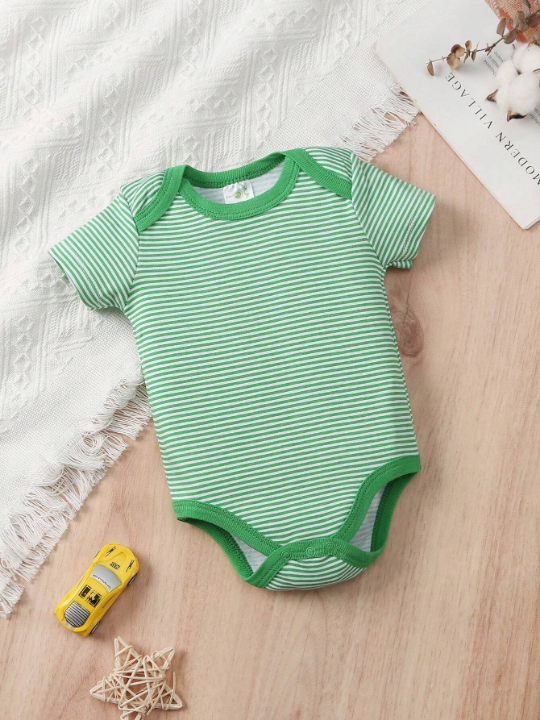 Newborn Baby Boys' Dinosaur Striped Print Triangle Romper