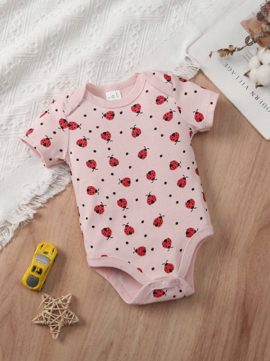 New Arrival Baby Boy 5pcs/Set Ladybug Polka Dot Printed Triangle Rompers Clothes