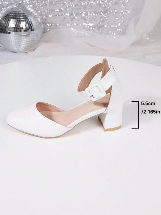 Women's Chunky High Heel Single Shoes Hollow Out Comfortable High-Heeled Shoes