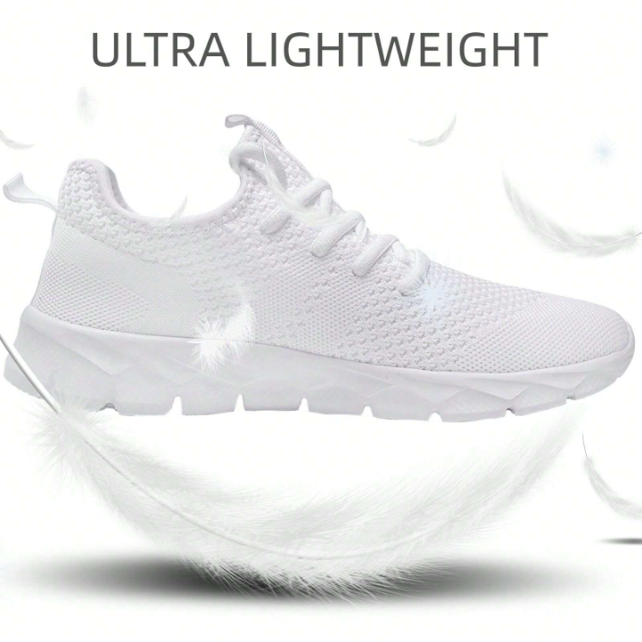 Shoes For Men Gym Tennis Athletic Mesh Fashion Sneakers Lightweight Sports Workout Running Casual Shoes Comfortable Footwear Trainers White