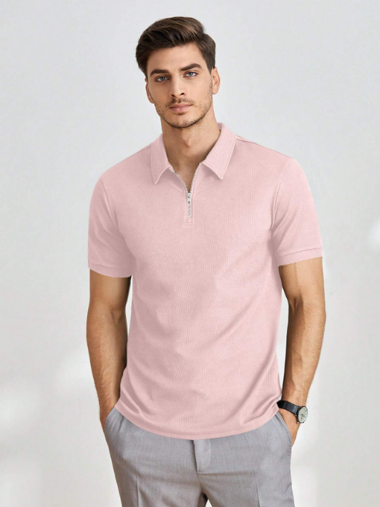 Manfinity Homme Men's Solid Color Short Sleeve Polo Shirt