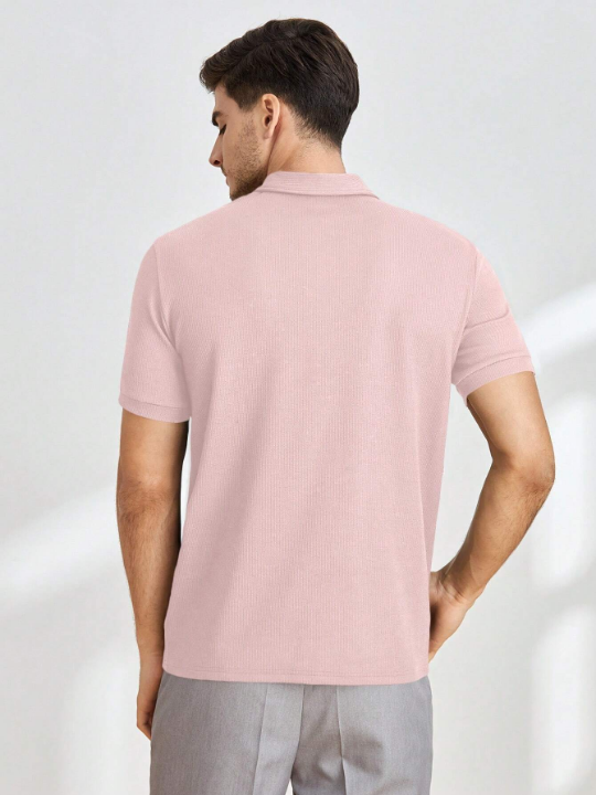 Manfinity Homme Men's Solid Color Short Sleeve Polo Shirt