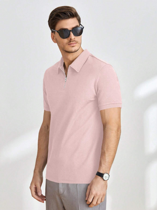 Manfinity Homme Men's Solid Color Short Sleeve Polo Shirt