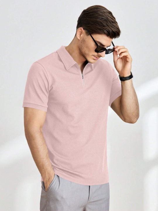 Manfinity Homme Men's Solid Color Short Sleeve Polo Shirt