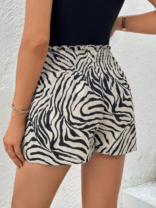 Priv Women's Zebra Print High Waisted Shorts