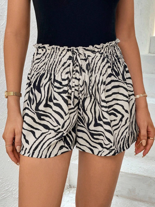 Priv Women's Zebra Print High Waisted Shorts