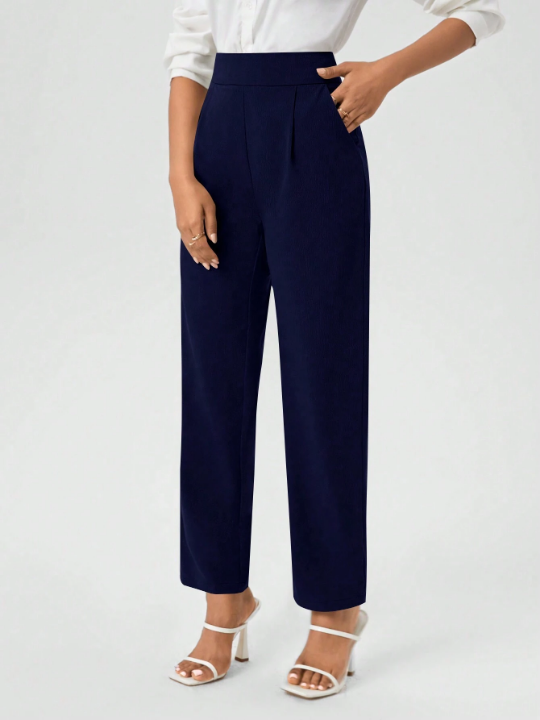 Women's Plain Color Trouser Pants With Pockets