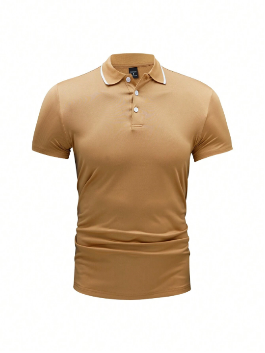 Manfinity Mode Men's Contrast Color Short Sleeve Polo Shirt