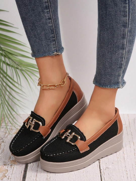 Summer New Hollow Out Leather Shoes For Middle-Aged Women, With Wedge Heels, Soft Bottom, Loafers, Peas Shoes, Breathable, Comfortable