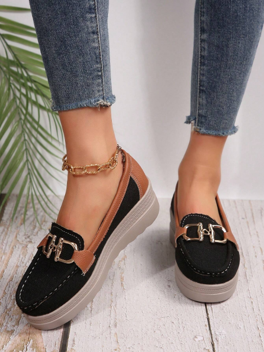 Summer New Hollow Out Leather Shoes For Middle-Aged Women, With Wedge Heels, Soft Bottom, Loafers, Peas Shoes, Breathable, Comfortable