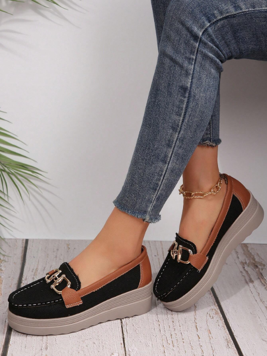 Summer New Hollow Out Leather Shoes For Middle-Aged Women, With Wedge Heels, Soft Bottom, Loafers, Peas Shoes, Breathable, Comfortable