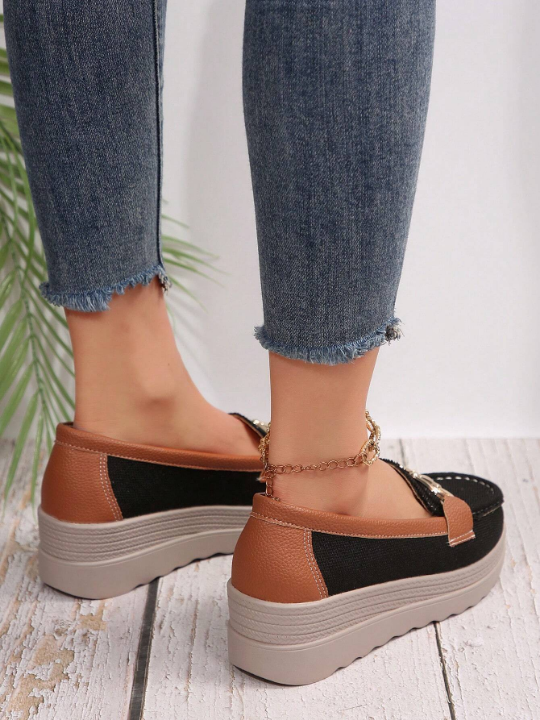 Summer New Hollow Out Leather Shoes For Middle-Aged Women, With Wedge Heels, Soft Bottom, Loafers, Peas Shoes, Breathable, Comfortable