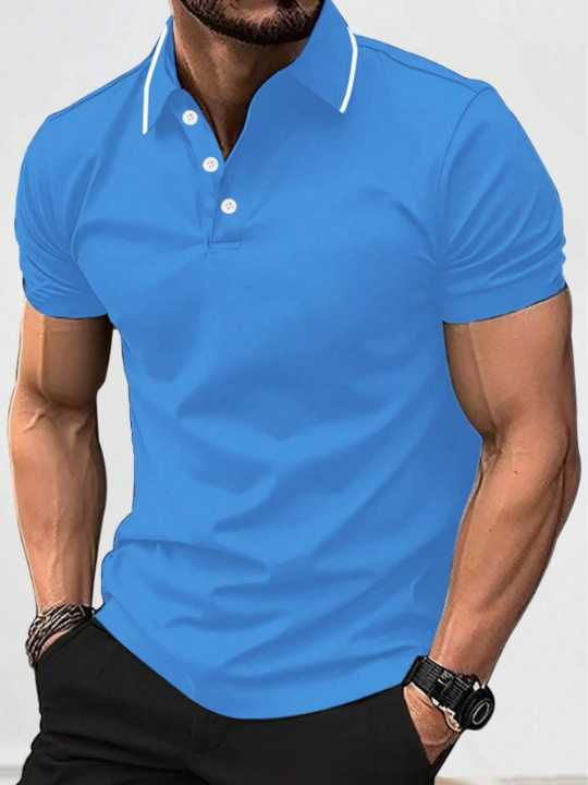 Manfinity Mode Men's Contrast Color Edge Polo Shirt