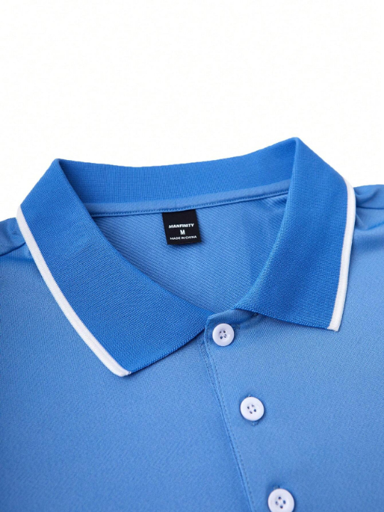 Manfinity Mode Men's Contrast Color Edge Polo Shirt