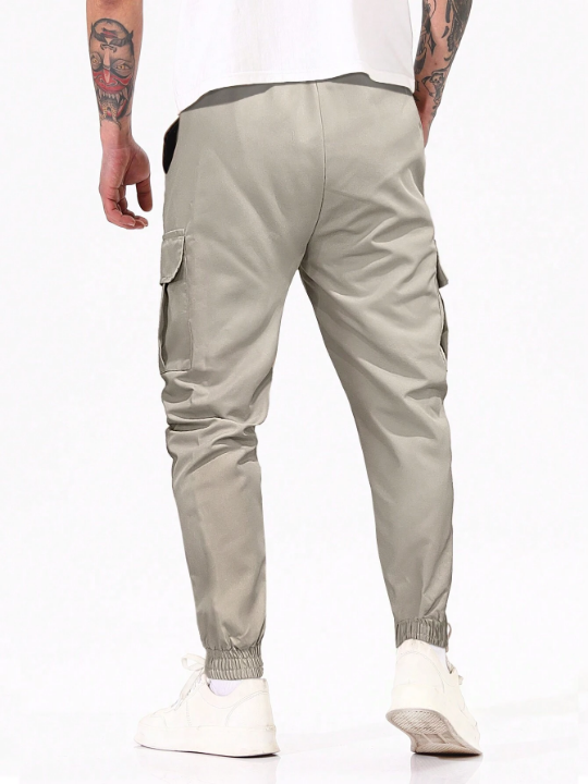 Manfinity Homme Men Flap Pocket Drawstring Waist Cargo Pants