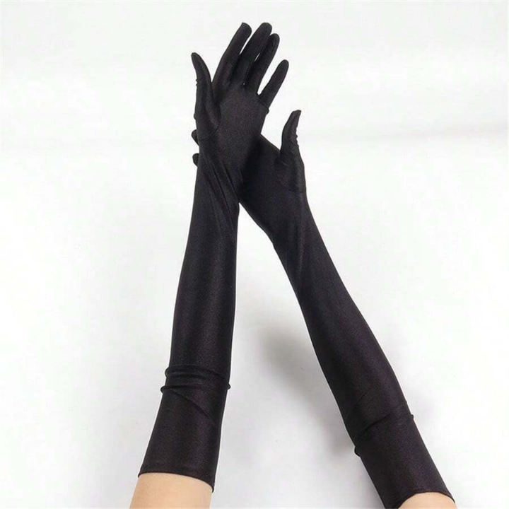 Lycra Gloves For Women, Thin Long Breathable Elastic Solid-Colored Gloves For Stage Performance, Opera, Party, Sunscreen