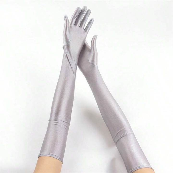 Lycra Gloves For Women, Thin Long Breathable Elastic Solid-Colored Gloves For Stage Performance, Opera, Party, Sunscreen