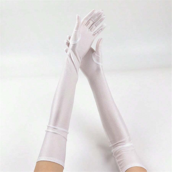 Lycra Gloves For Women, Thin Long Breathable Elastic Solid-Colored Gloves For Stage Performance, Opera, Party, Sunscreen