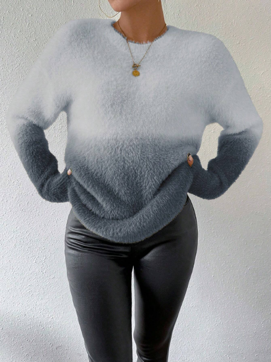 Essnce Gradient Drop Shoulder Fluffy Sweater