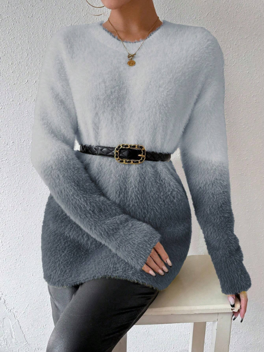 Essnce Gradient Drop Shoulder Fluffy Sweater