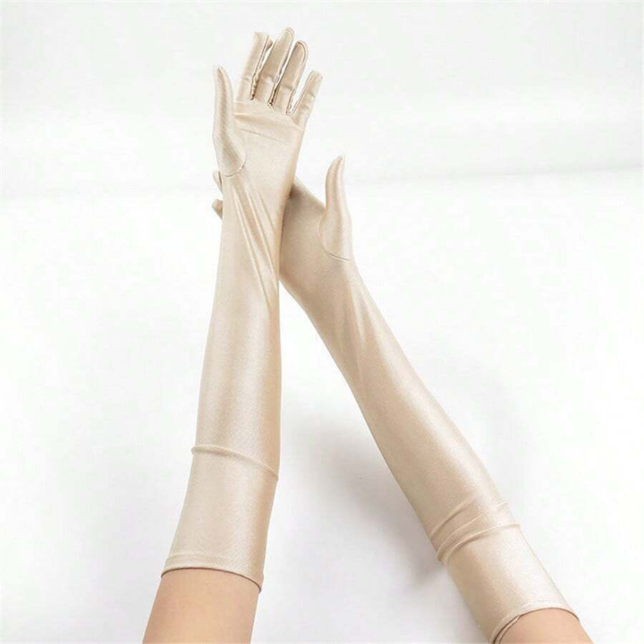 Lycra Gloves For Women, Thin Long Breathable Elastic Solid-Colored Gloves For Stage Performance, Opera, Party, Sunscreen