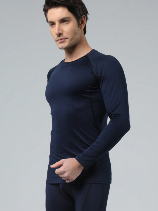 Men's High Stretch Compression Fitness Shirt With Long Sleeves, Pro Quick-Drying Breathable Running Sportswear