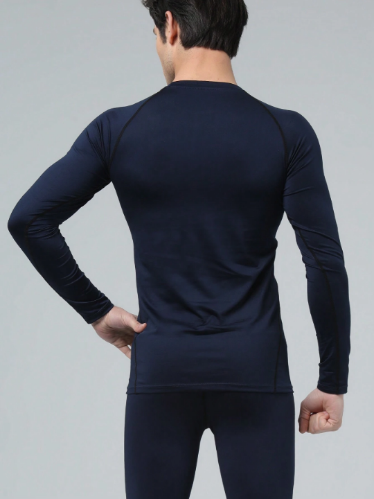 Men's High Stretch Compression Fitness Shirt With Long Sleeves, Pro Quick-Drying Breathable Running Sportswear